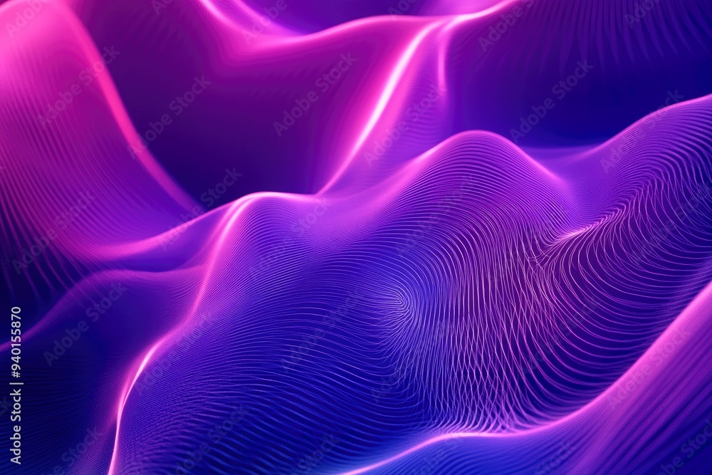 Abstract waves shape glowing in ultraviolet spectrum. Background for banner, backdrop or texture for 3D mapping , ai