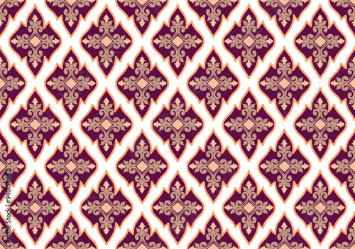 Tribal,ethnic Damask pattern fabric,elegant pattern designs woven fabric.Pattern mofit,flora,geometric, texture design for wallpaper,wrapping,clothing,table linens,drapes,Damask design fabrics decor. photo