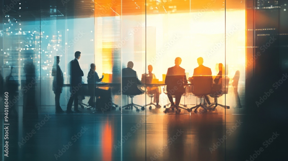Silhouettes of Business Professionals in a Meeting Silhouettes of Business Professionals in a Meeting