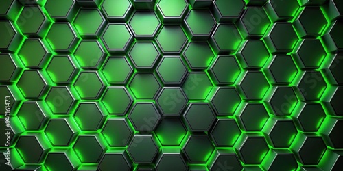 Wallpaper Mural Green light abstract background with black hexagons in geometric rendering, green, light, abstract, background, hexagons Torontodigital.ca