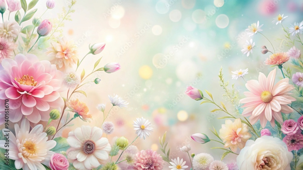 Soft floral background with a variety of delicate flowers in pastel colors, floral, background, soft, delicate, flowers Soft floral background with a variety of delicate flowers in pastel colors, floral, background, soft, delicate, flowers
