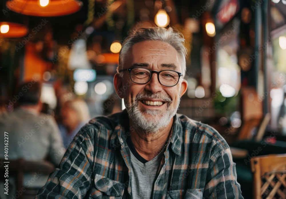 Fototapeta premium Smiling Senior Man in a Restaurant