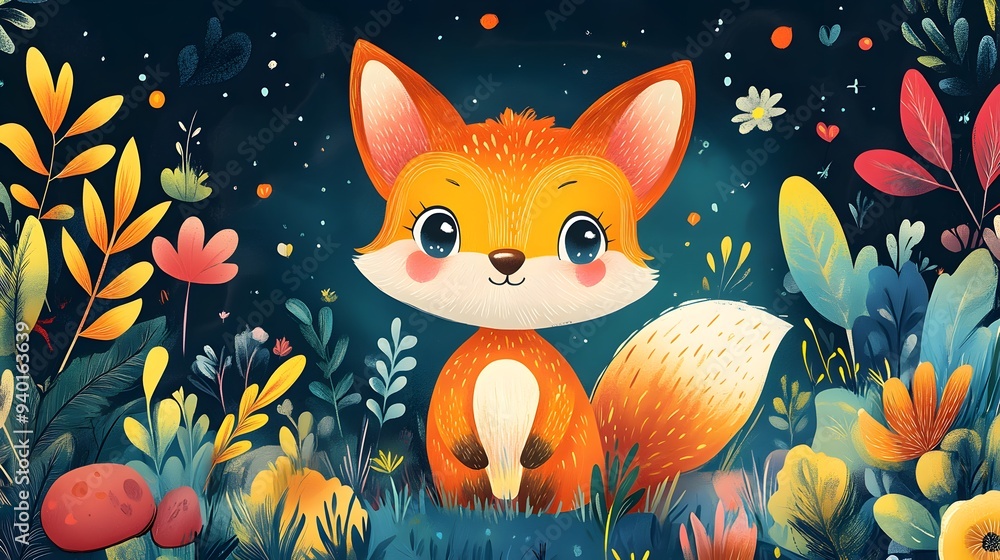 Fototapeta premium Cute Fox in a Forest.