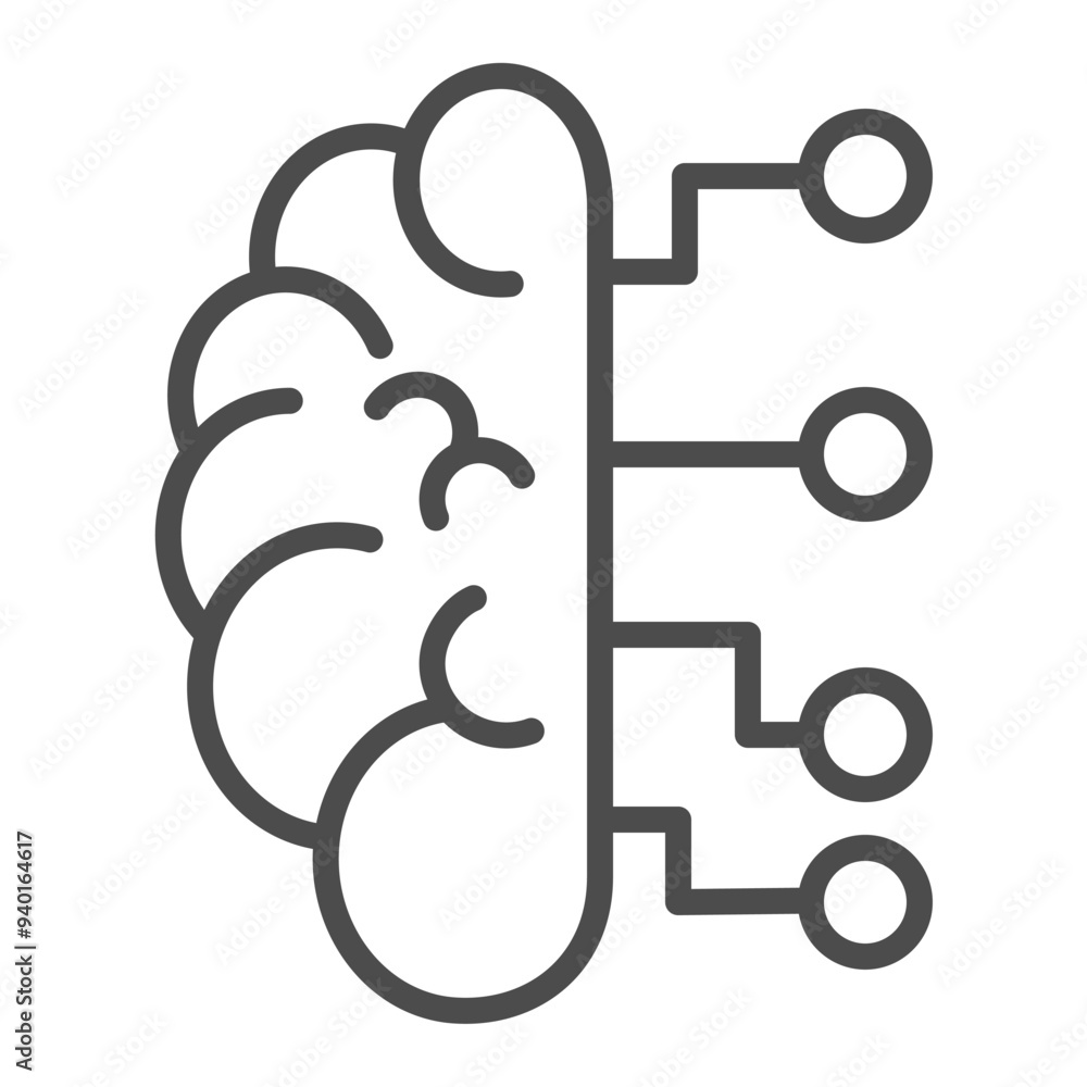 Neural network logo. Human brain emblem. Editable stroke, pixel perfect Neural network logo. Human brain emblem. Editable stroke, pixel perfect