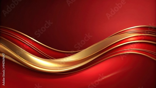 Elegant red luxury background with a golden wave and subtle light effects , luxury, elegant, red, gold, dynamic, abstract