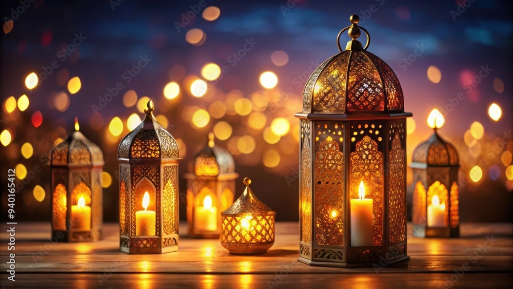 Candles glowing in the night during Ramadan celebration , Ramadan, Islam, festival, candles, night, glowing, light Candles glowing in the night during Ramadan celebration , Ramadan, Islam, festival, candles, night, glowing, light