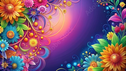 Abstract floral background with vibrant colors and intricate design, floral, abstract, background, vibrant, colors