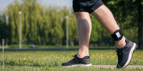 electronic bracelet on the leg