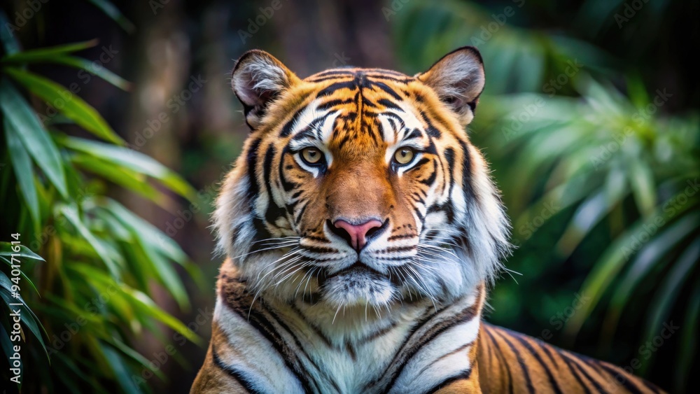 Fototapeta premium Close-up photo of a majestic tiger in the wild , tiger, wildlife, jungle, predator, feline, endangered species, nature