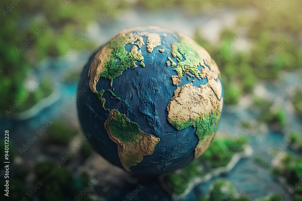 3D earth globe illustration with detailed map of continents, oceans, and clouds, perfect for business, travel, and geography projects 3D earth globe illustration with detailed map of continents, oceans, and clouds, perfect for business, travel, and geography projects