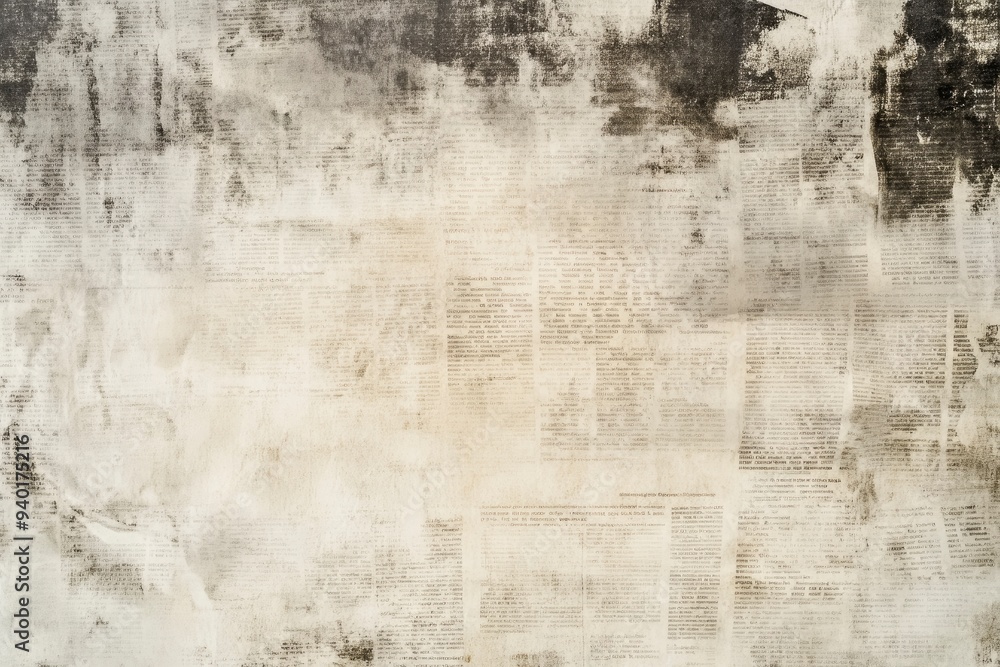 Fototapeta premium OLD NEWSPAPER BACKGROUND, BLANK GRUNGE PAPER TEXTURE, BLURRY TEXTURED PATTERN, ai