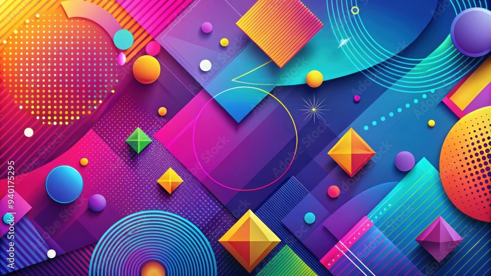 Abstract background with vibrant colors and geometric shapes, geometric, vibrant, colors, abstract, background, design