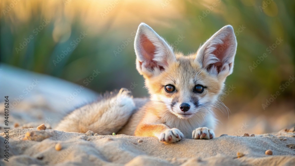 Adorable baby desert fox resting on sandy dunes , cute, young, animal, wildlife, arid, sand, desert, adorable, mammal, nature, fennec, fox Adorable baby desert fox resting on sandy dunes , cute, young, animal, wildlife, arid, sand, desert, adorable, mammal, nature, fennec, fox