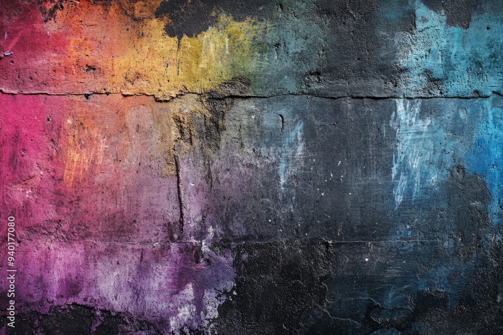 Obraz premium Dark colorful concrete wall texture, black grunge background , ai