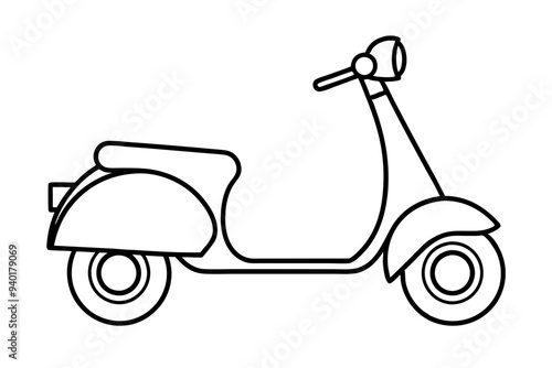 motorcycle, scooter in one line style. continuous drawing, vector illustration