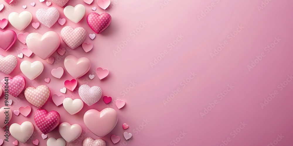 Valentine's Day card with hearts on a soft pink background, love, romance, valentine, holiday, greeting card Valentine's Day card with hearts on a soft pink background, love, romance, valentine, holiday, greeting card