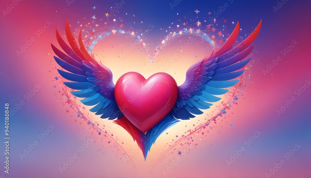 vibrant pink and red heart shape with a blue background 4 vibrant pink and red heart shape with a blue background 4