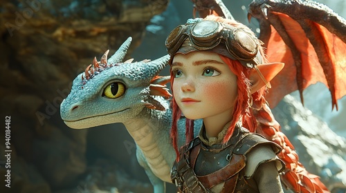 Young Girl and Dragon.