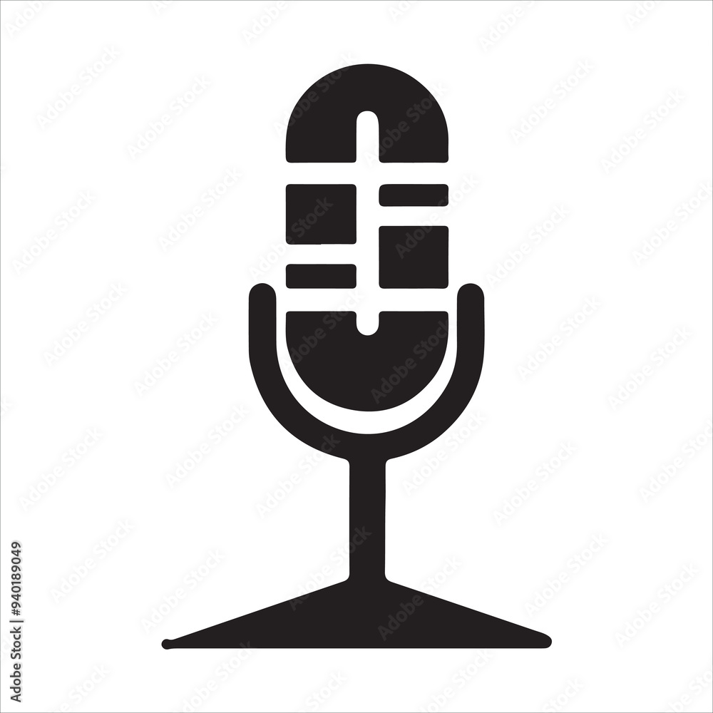 Microphone Icon Karaoke mic. Podcast microphone silhouette vector style with white background Microphone Icon Karaoke mic. Podcast microphone silhouette vector style with white background