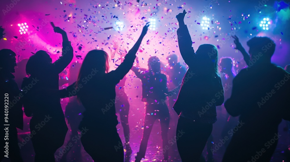 Silhouettes of People Dancing in a Nightclub Silhouettes of People Dancing in a Nightclub
