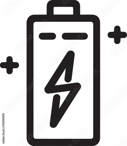 Battery line icon Vector, Battery simple silhouette, Minimalist icon isolated on white background, 