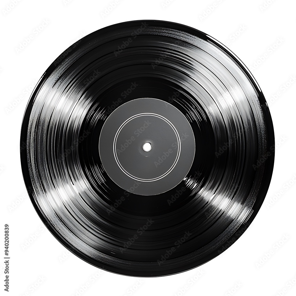 Classic Black Vinyl Record, Isolated on a White Background to Highlight Its Timeless Appeal Classic Black Vinyl Record, Isolated on a White Background to Highlight Its Timeless Appeal