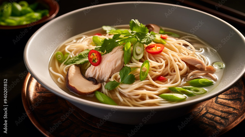 Bowl of asian chicken noodle soup Bowl of asian chicken noodle soup