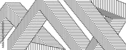 Poster design background with flying cards or frames. Black and white blended rectangles template for poster, banner, poster, flyer, brochure, leaflet, booklet. Dynamic abstract wallpaper. Vector