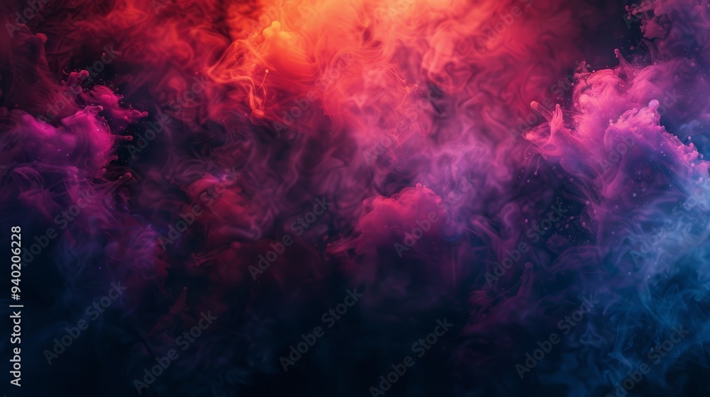 Obraz premium Colorful explosion of smoke and liquid paint on dark background