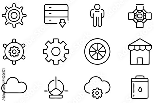 Set of Devops icons in line style vector art illustration
