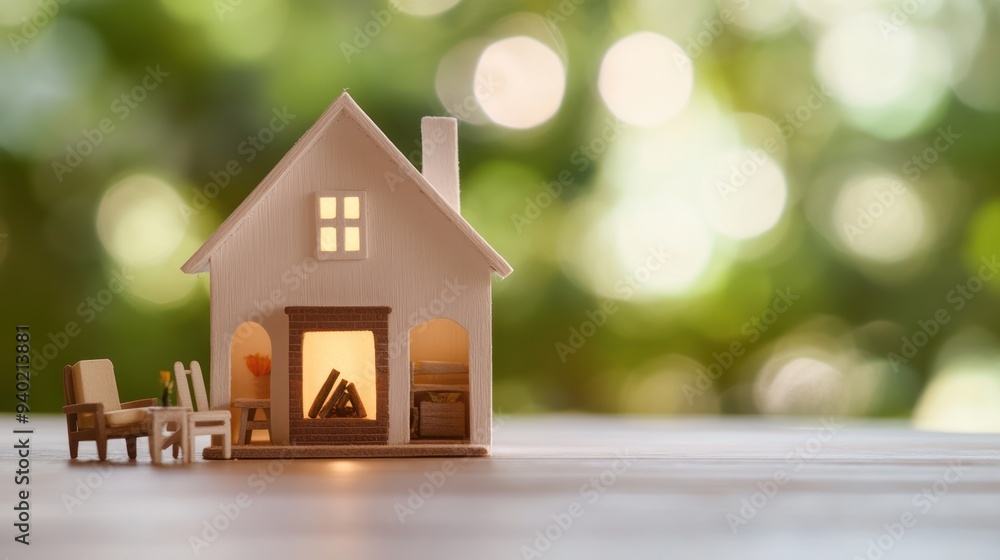 A Miniature House Model with a Cozy Interior A Miniature House Model with a Cozy Interior