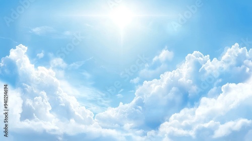 Sunny Day with Fluffy Clouds