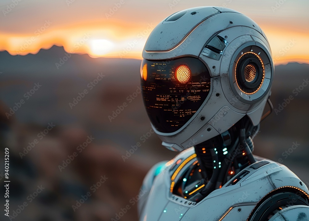 Fototapeta premium a robot with a helmet. 