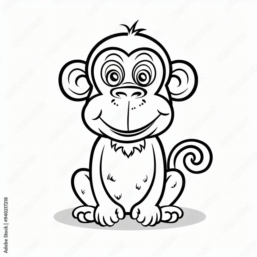 Obraz premium Monkey children coloring book page