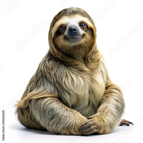 sloth melursus ursinus portrait full body , isolated on white background photo