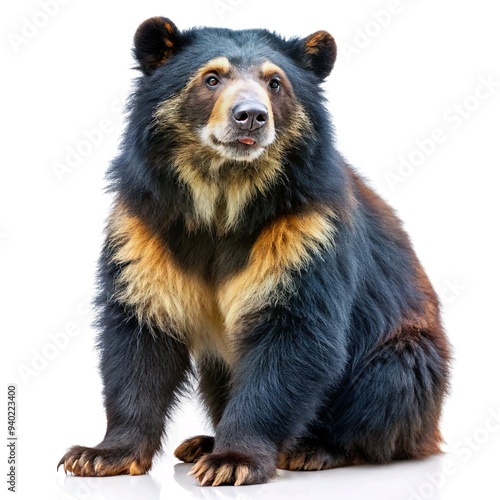 sun bear helarctos malayanus portrait full body , isolated on white background