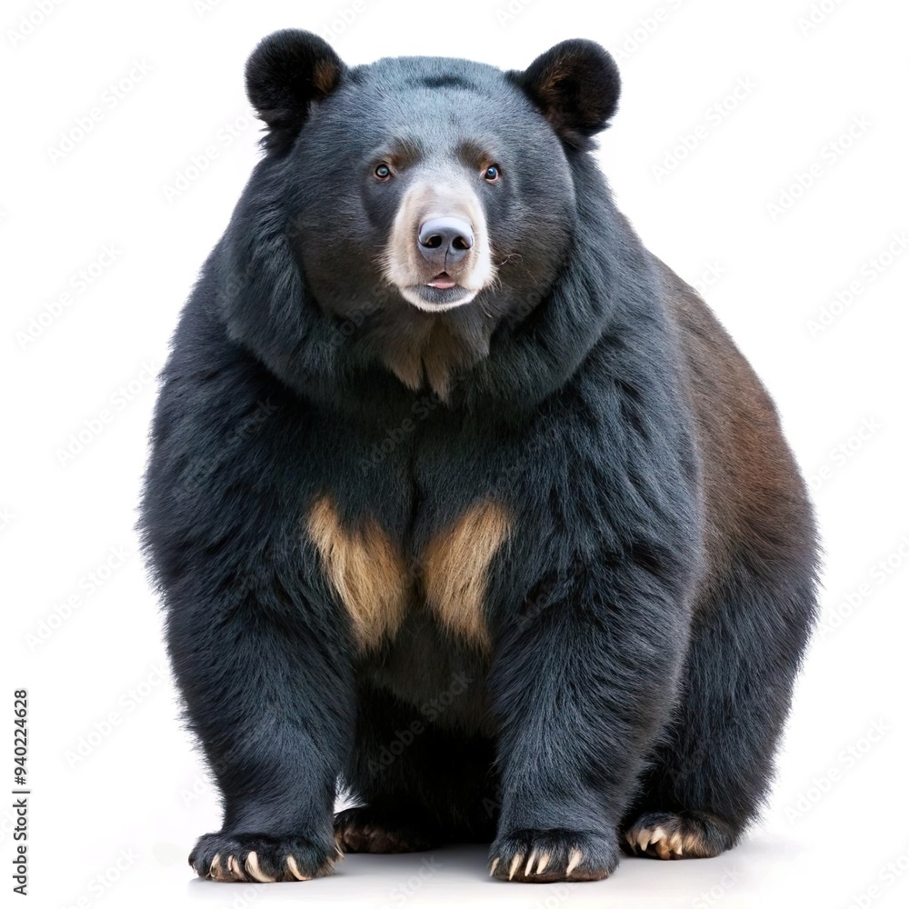 Fototapeta premium andean bear tremarctos ornatus portrait full body, isolated on white background