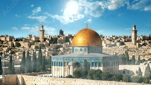 Panoramic view of the Dome of the Rock in Jerusalem, Israel.
