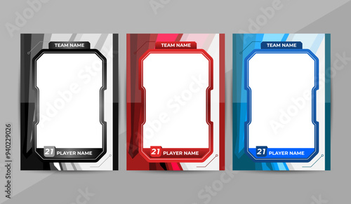 Set of player card templates featuring player names, team details, and game sports. Ideal for sports memorabilia, fantasy baseball leagues