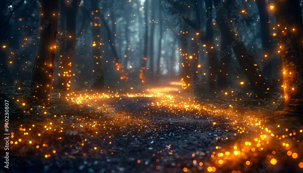 a trail with lights on it. a trail with lights on it.