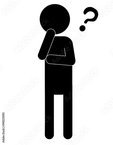 クエスチョンマークと悩む人のピクトグラム