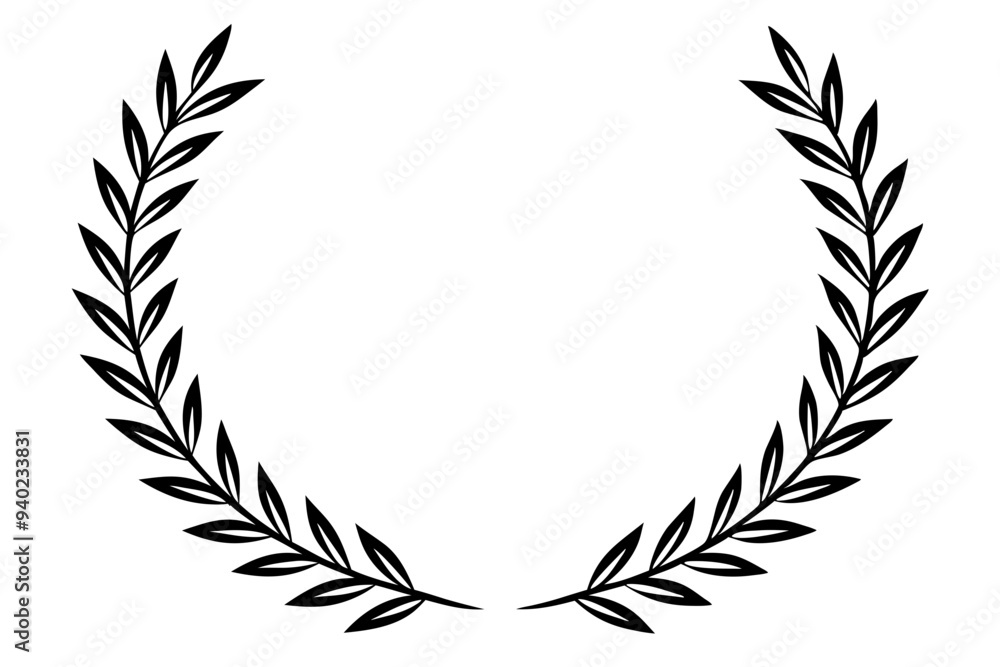 Laurel wreath line style silhouette vector illustration collection Laurel wreath line style silhouette vector illustration collection