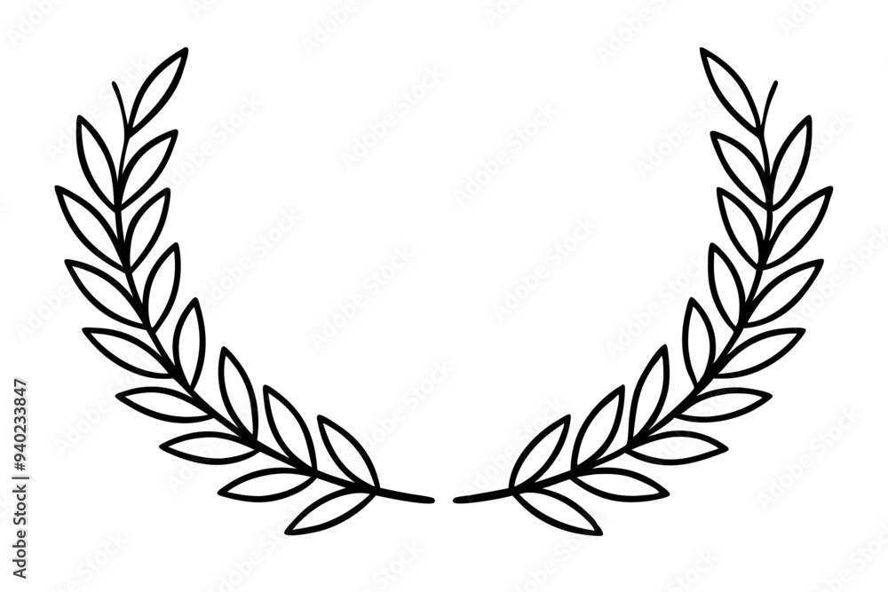 Laurel wreath line style silhouette vector illustration collection Laurel wreath line style silhouette vector illustration collection