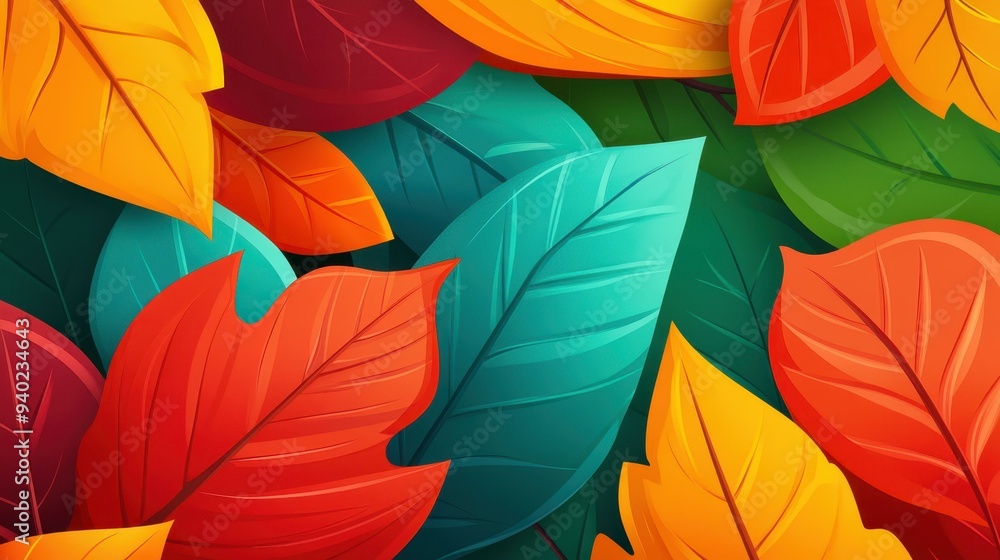 Fototapeta premium Capture the essence of fall with this vibrant leaf illustration, featuring rich textures and deep autumnal colors.