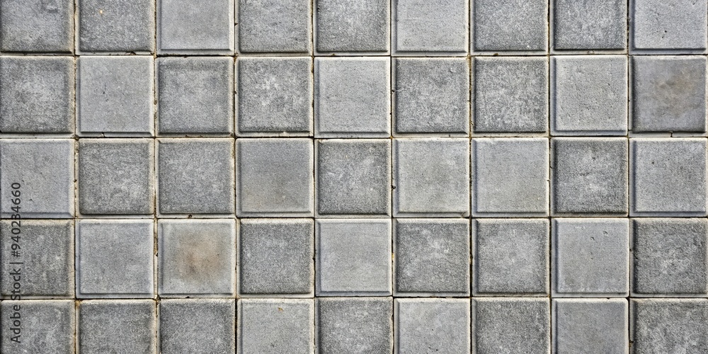 Top view of a grey square concrete tile pavement in Mallorca, Spain , sidewalk, texture, background, non-slip, hydraulic Top view of a grey square concrete tile pavement in Mallorca, Spain , sidewalk, texture, background, non-slip, hydraulic