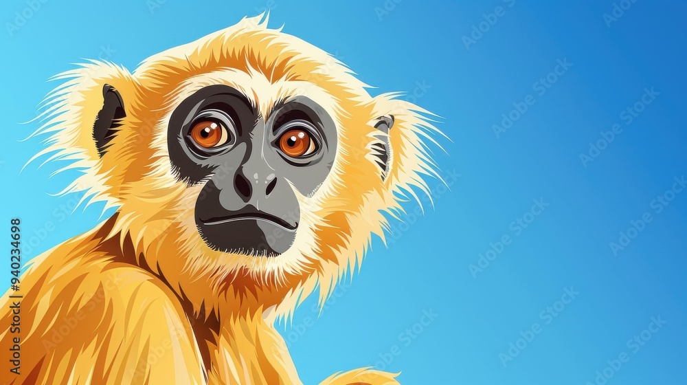 Obraz premium A captivating design of a gibbon, showcasing rich textures and a playful expression that highlights its unique charm.