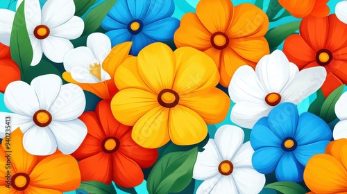 Wallpaper Mural Vibrant modern art piece showcasing bright flowers and dynamic textures, perfect for adding flair to any space. Torontodigital.ca