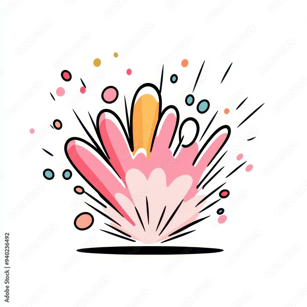 Vibrant pink skittles burst forth in a fun cartoon style, enhanced by bold black outlines and lively color gradients. Vibrant pink skittles burst forth in a fun cartoon style, enhanced by bold black outlines and lively color gradients.