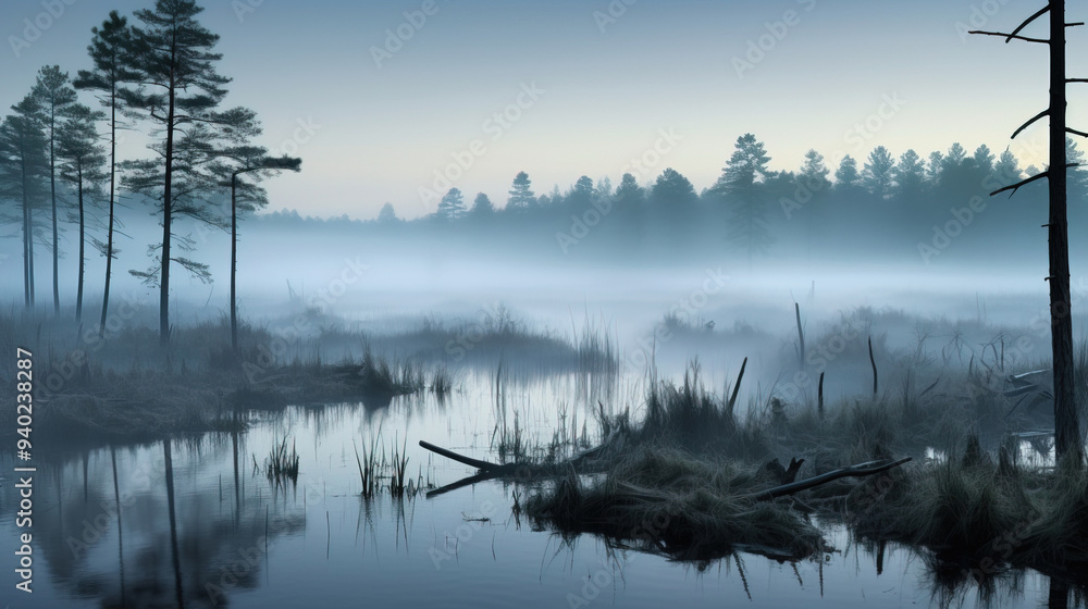 Misty Forest Lake: Tranquil Nature Photography Misty Forest Lake: Tranquil Nature Photography