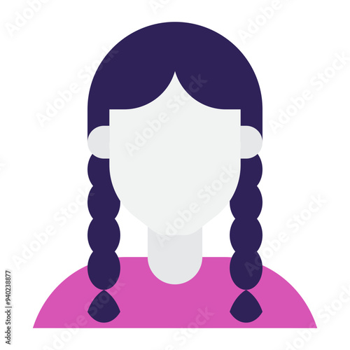 Braids Diversity Avatars icon illustration 